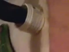 Using a large cucumber to stretch my black hole in a homemade video
